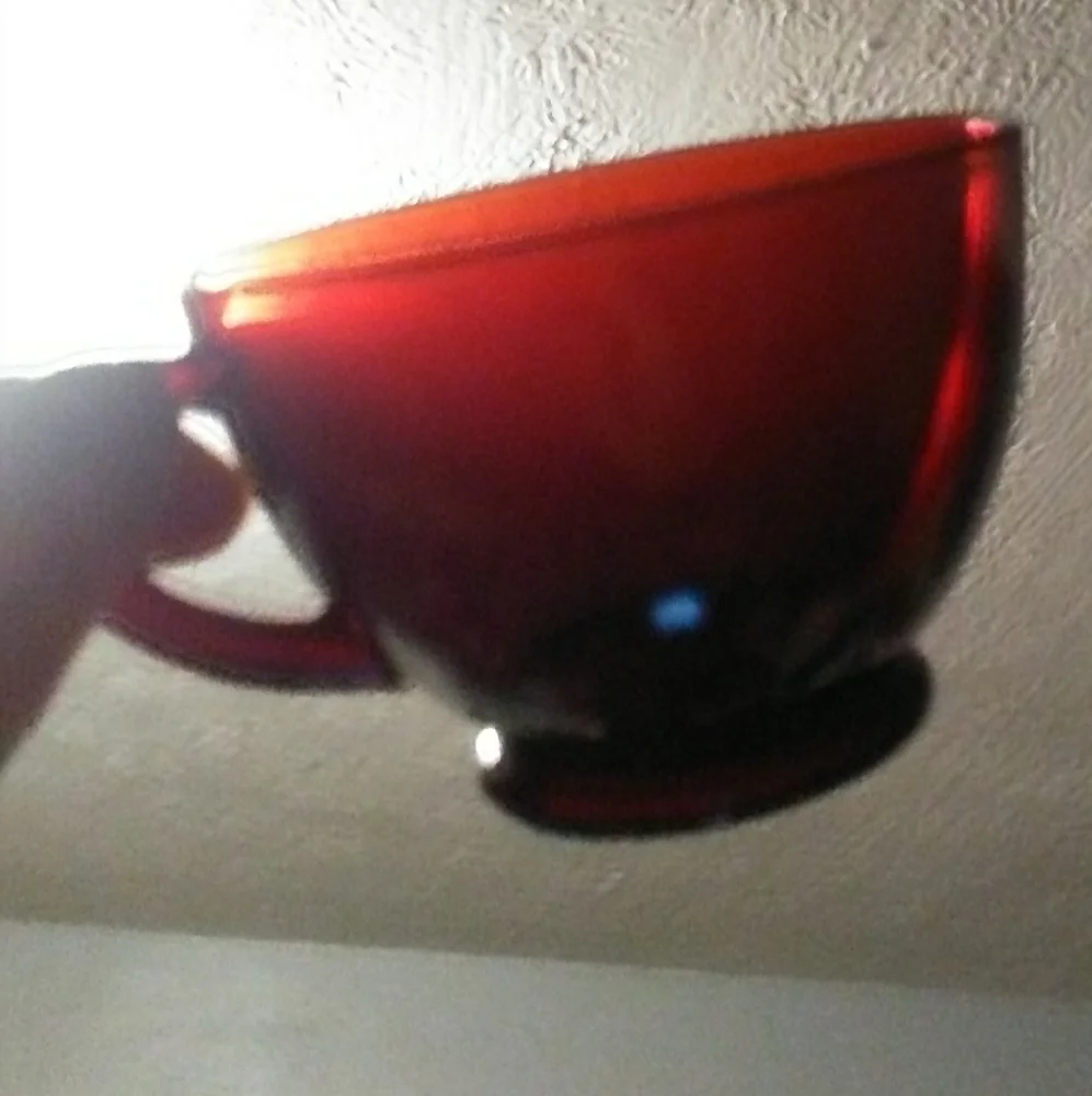 Set of 2 Royal Ruby Red Vintage Cafecore Glass Punch Tea Cafe Cups Coffee Anchor